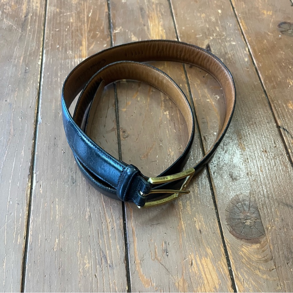 Brooks Brothers Leather Belt with Gold Rectangular Buckle